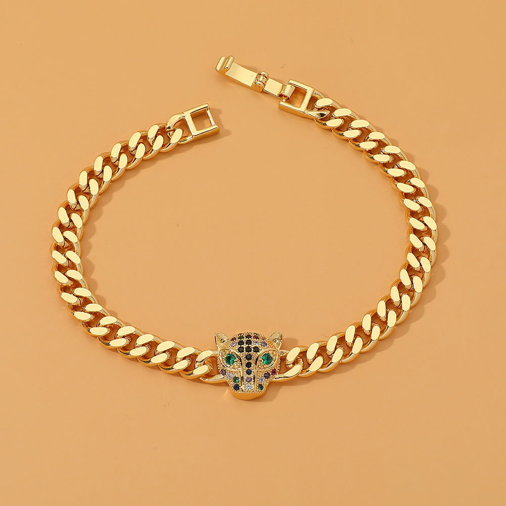 Wholesale Leopard Head Copper Zircon Bracelet